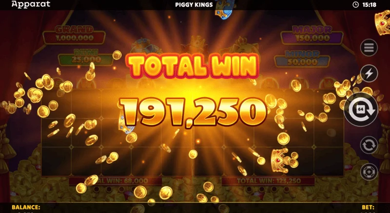 Piggy Kings - skrin kemenangan dalam Free Games